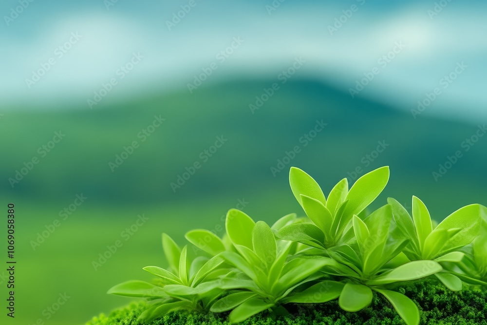 Fototapeta premium Green Leaves and Moss Background.
