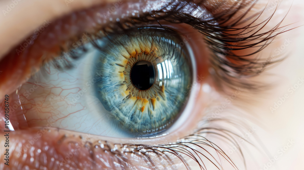 Fototapeta premium Human eye with eyelash. Human eye with iris details.