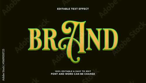 Brand text effect with editable 3d vector golden style photo