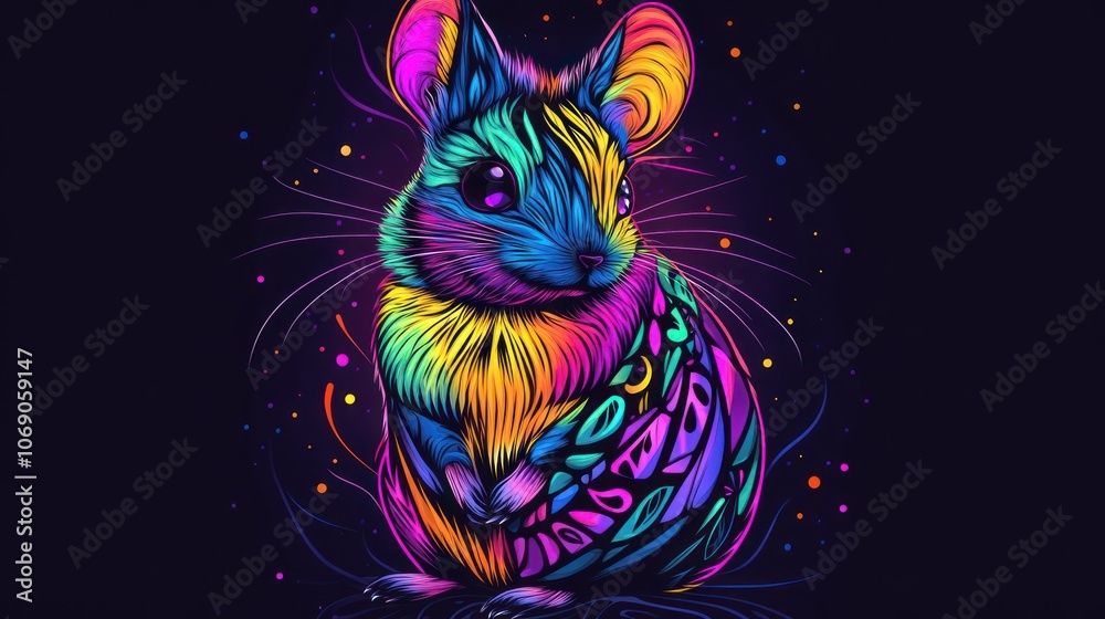 Obraz premium Colorful Mouse Illustration