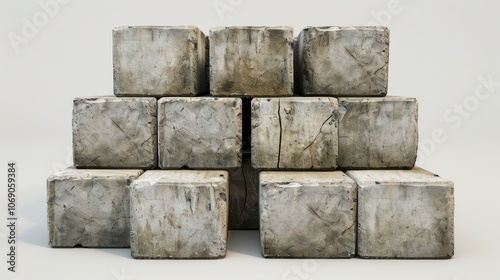 Stacked Weathered Concrete Blocks