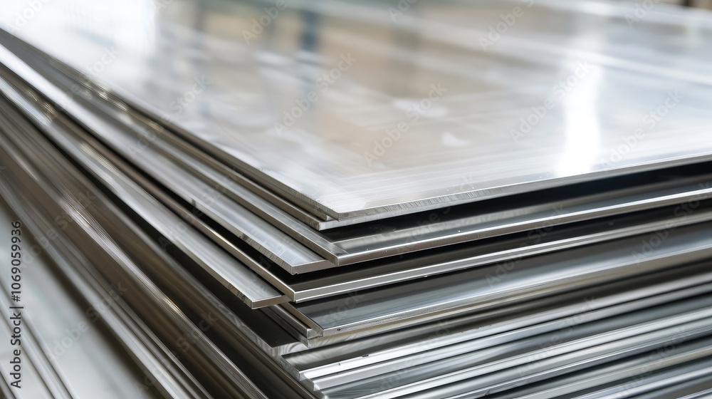 Stack of Shiny Aluminum Sheets Stack of Shiny Aluminum Sheets