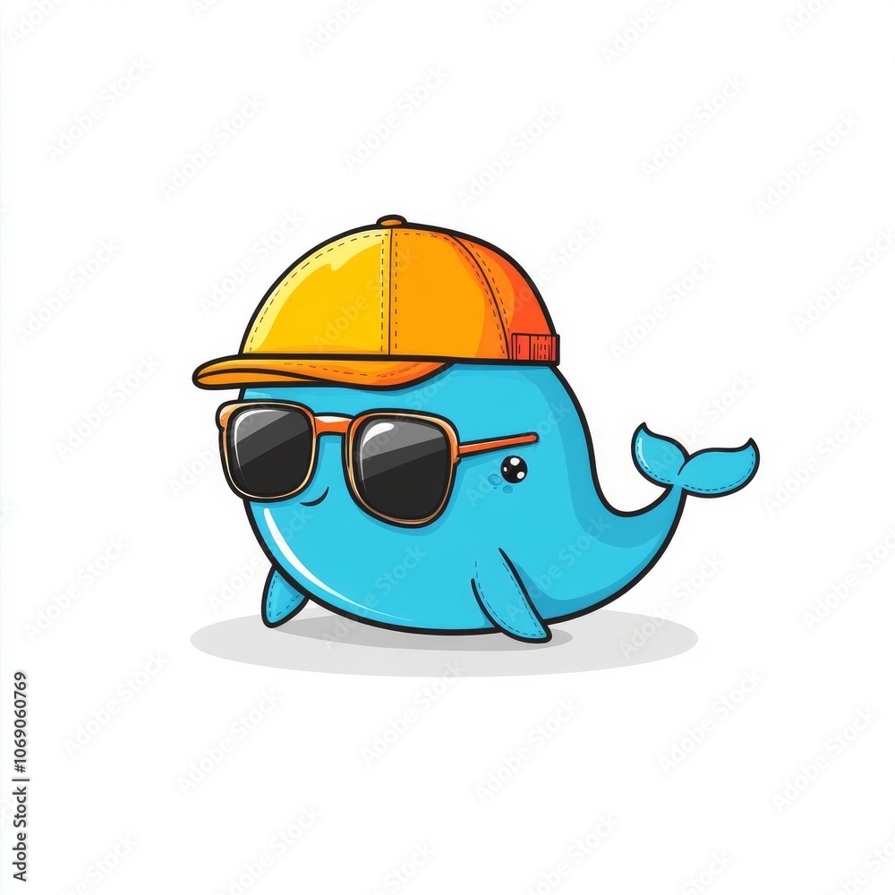 a cute blue whale with sunglass a cute blue whale with sunglass