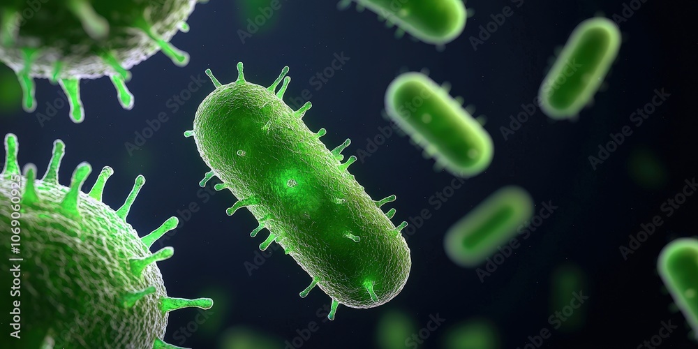Glowing Neon Bacteria Colony in Abstract Design Glowing Neon Bacteria Colony in Abstract Design