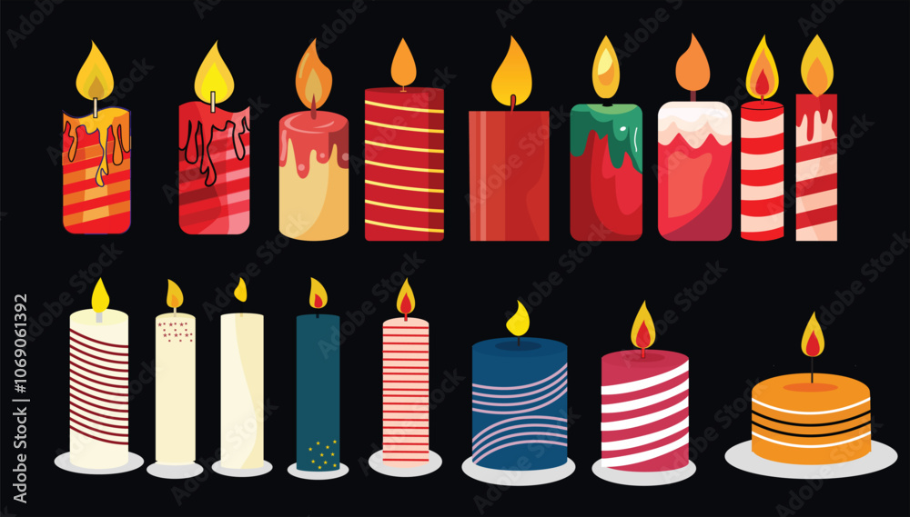 Christmas candle vector and illustration on white background Christmas candle vector and illustration on white background