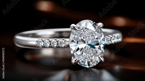 Elegant Oval Cut Diamond Ring with Intricate Design