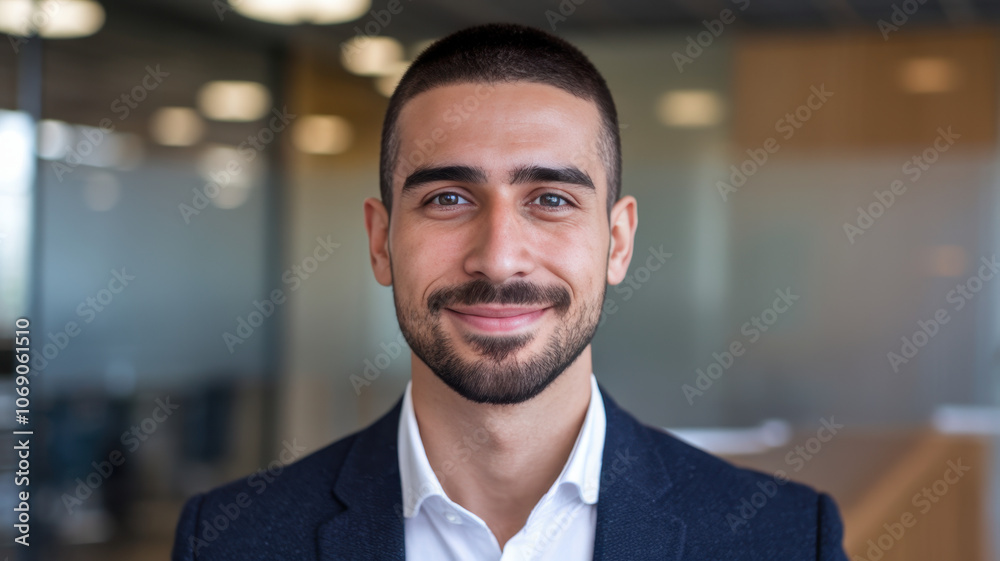 Smiling Caucasian male professional in a business suit with a modern office background, exuding confidence and positivity. Smiling Caucasian male professional in a business suit with a modern office background, exuding confidence and positivity.
