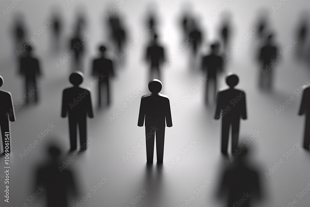 Silhouette of a Person Standing Out in a Crowd - Minimalism Concept Silhouette of a Person Standing Out in a Crowd - Minimalism Concept