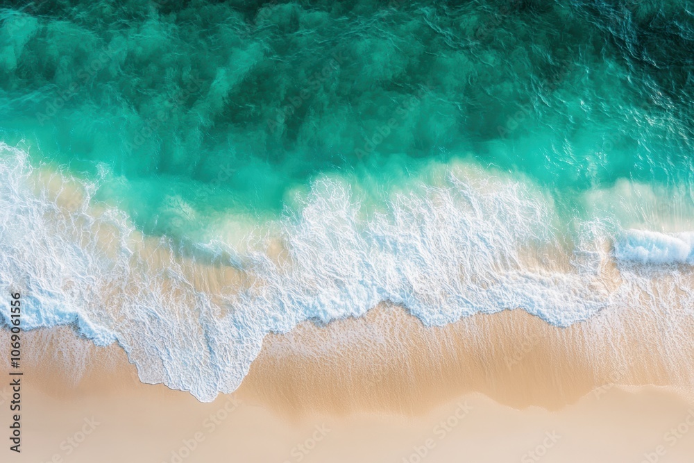 Turquoise sea gently kissing golden sand in stunning tropical paradise Turquoise sea gently kissing golden sand in stunning tropical paradise