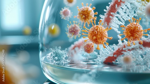 Vibrant Close-Up of Bacteria and Virus Cells photo