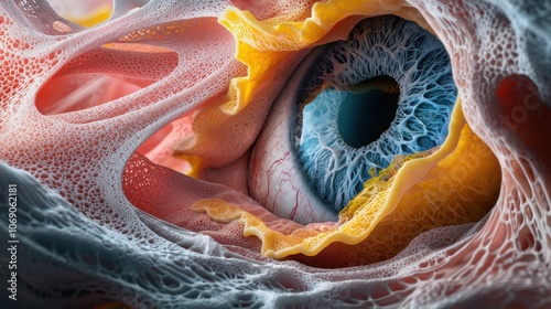 Macro Human Eye with Vibrant Colors and Textures
