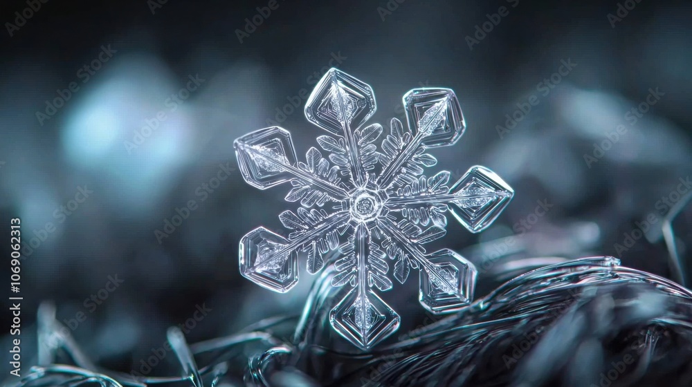Snowflake on Dark Fabric Background Snowflake on Dark Fabric Background