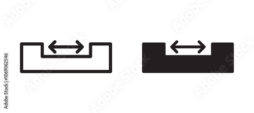 Gap vector icon set black filled and outlined style.