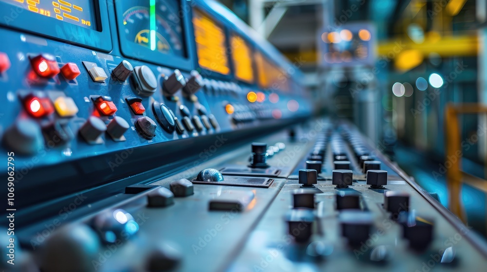High-Tech Industrial Control Panel in Factory
