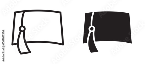 Fez hat vector icon set black filled and outlined style.