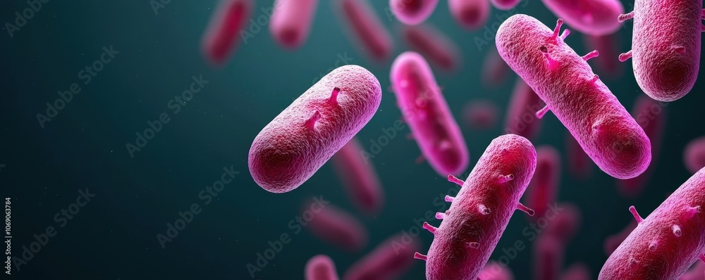 High Detail Neon Illuminated Bacteria in Fluid Environment High Detail Neon Illuminated Bacteria in Fluid Environment