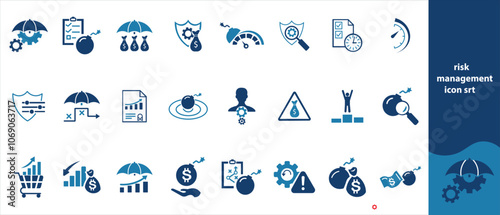 Risk Management Icon Set, Cost, Manager, Workflow, Assignment, Work, Black, Worker, Community, Icon, Manage, Quality, Work,