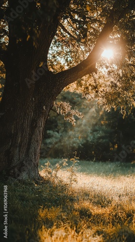 Sunlight Shining Through Tree Leaves in Nature photo