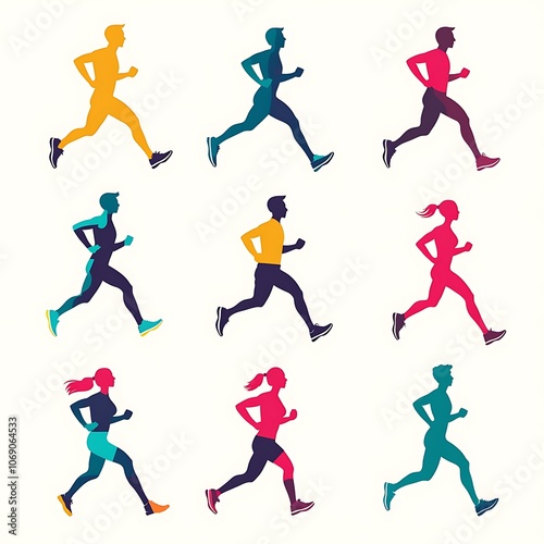 Wallpaper Mural Collection of retro running logos in flat vibrant colors design Torontodigital.ca