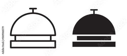 Reception bell vector icon set black filled and outlined style.