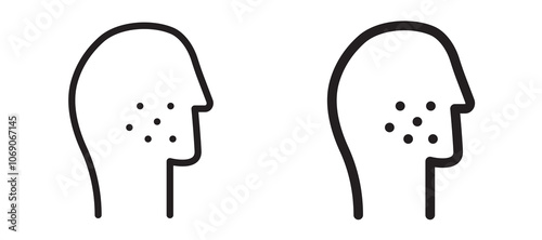 Acne vector icon set black filled and outlined style.