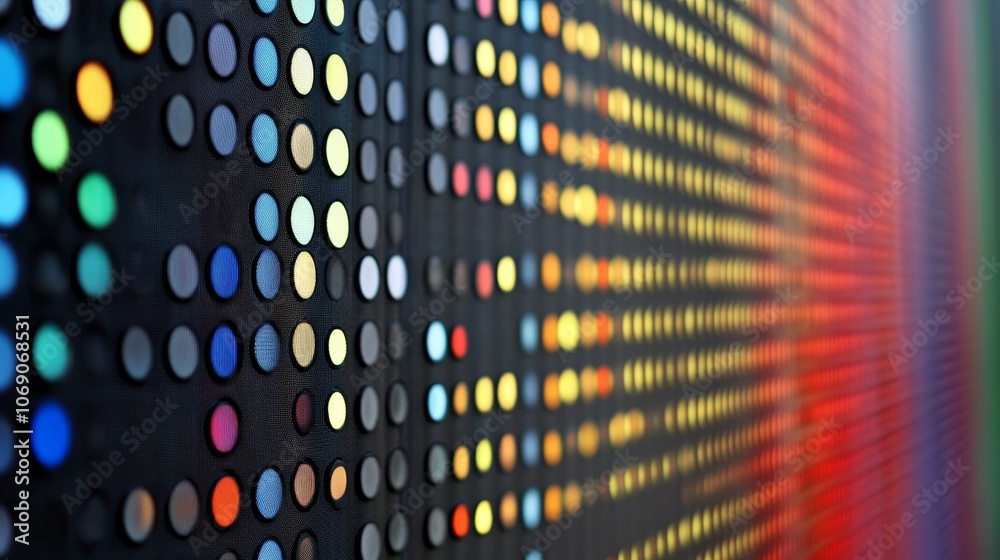 Obraz premium A vibrant, textured wall covered in colorful dots, creating an artistic visual display.
