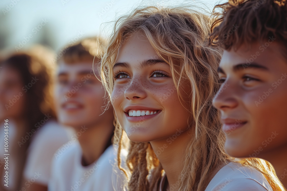 Joyful Teenagers Enjoying a Sunny Day Together Joyful Teenagers Enjoying a Sunny Day Together