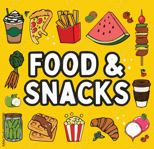 Food and Snacks kid coloring book design