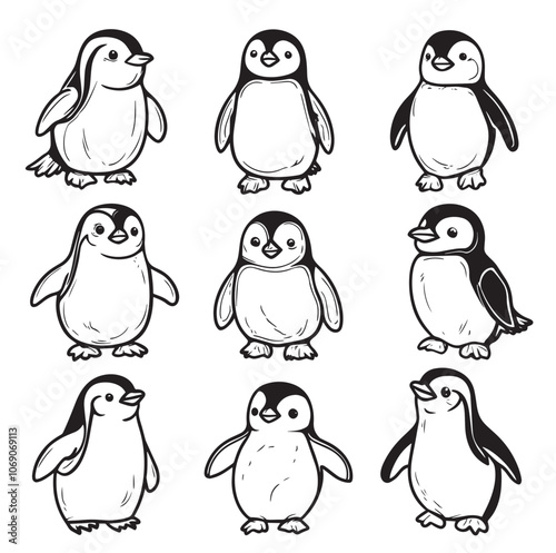 Printable Penguin Coloring Page - Holiday Animal Line Art, Cute Arctic Christmas Fun