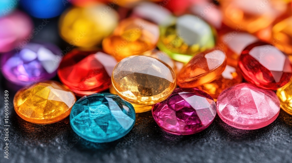 Colorful Gemstones on a Dark Background Colorful Gemstones on a Dark Background