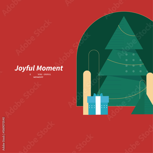 Joyful Celebration Graphic With Colorful Chrismast Element. Ideal for festive and celebratory themes, conveying positivity and happiness