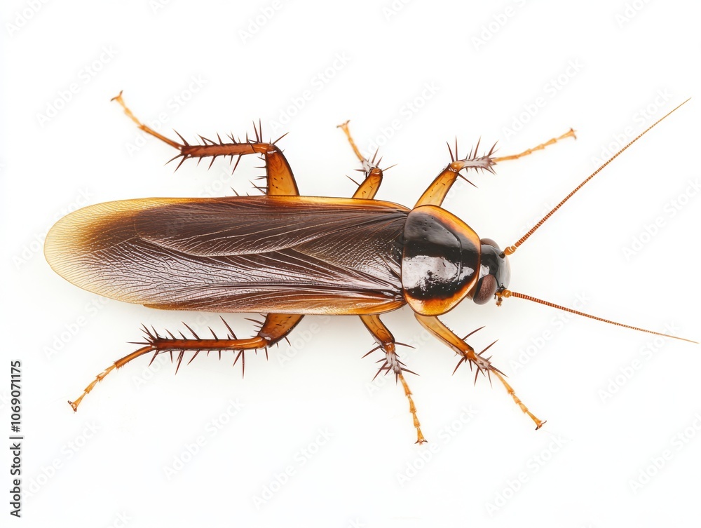 Close-up of Isolated Cockroach on White Background Close-up of Isolated Cockroach on White Background