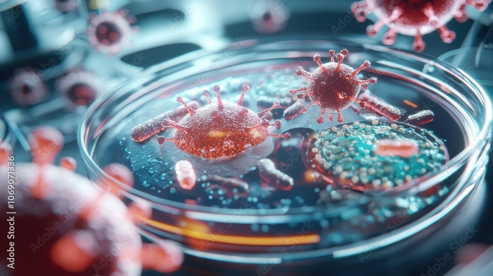 Colorful Macro View of Bacteria and Virus Cells Colorful Macro View of Bacteria and Virus Cells