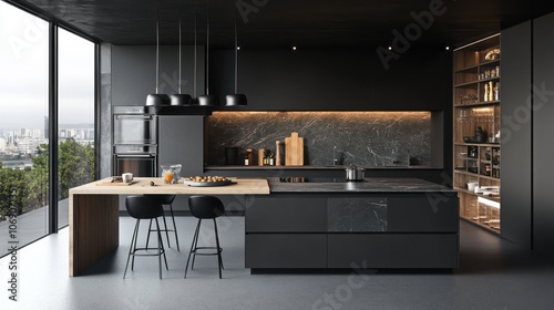 Modern Kitchen with Black C...