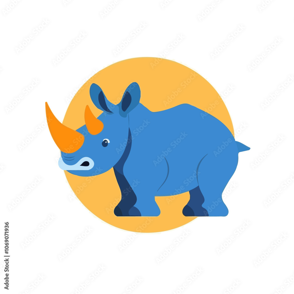 2D flat vector illustration rhino icon isolated on a white background.
2D flat vector illustration rhino icon isolated on a white background.