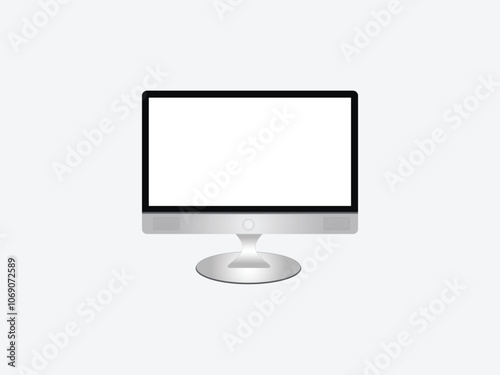 Realistic computer monitor with transparent empty screen. pc display mockup. blank desktop display