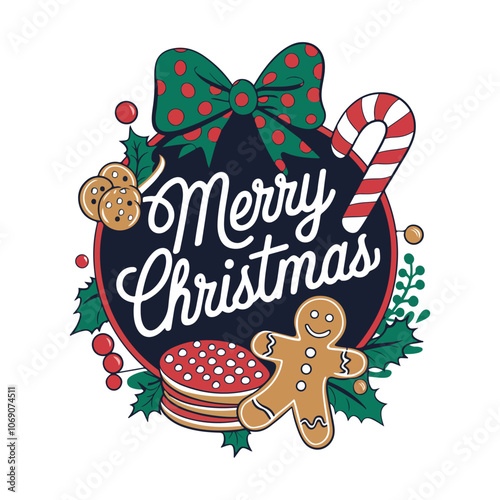 Merry Christmas with gingerbread cookies t shirt design