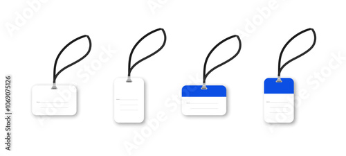 Personal badge vector blank mockup set. Blank badges for personal or employee use