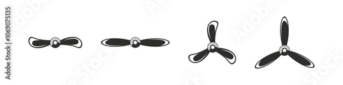 Airplane propeller icons. Different propeller designs vector set.