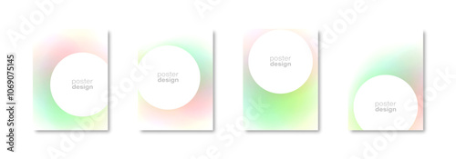 Soft gradient posters with circle shapes. Blank backgrounds featuring gradient color transitions