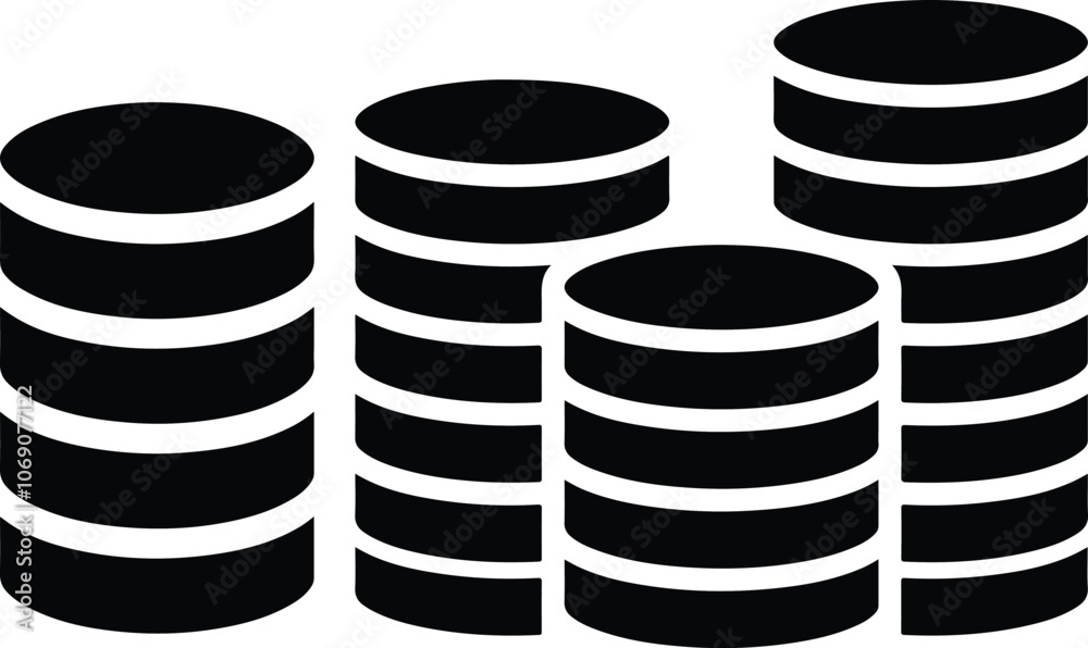 Stack of coins or casino chips line art icon for games and apps 