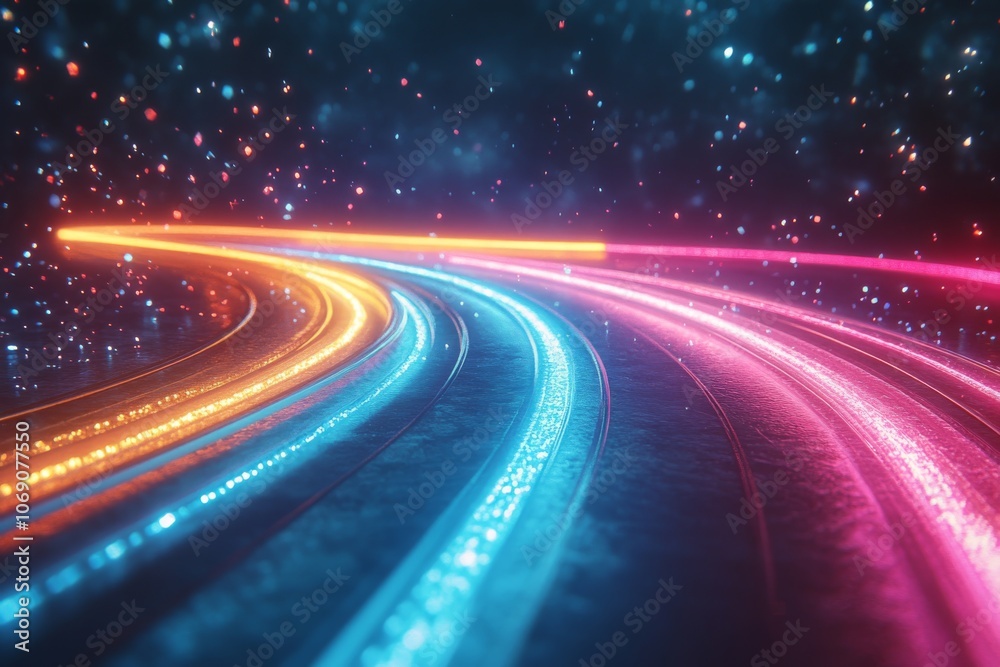 Abstract Neon Lights Trail Background Futuristic Digital Art Colorful Glowing Lines Abstract Neon Lights Trail Background Futuristic Digital Art Colorful Glowing Lines