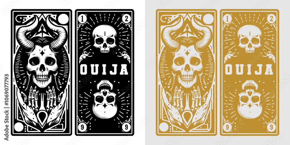 black and gold ouija card black and gold ouija card