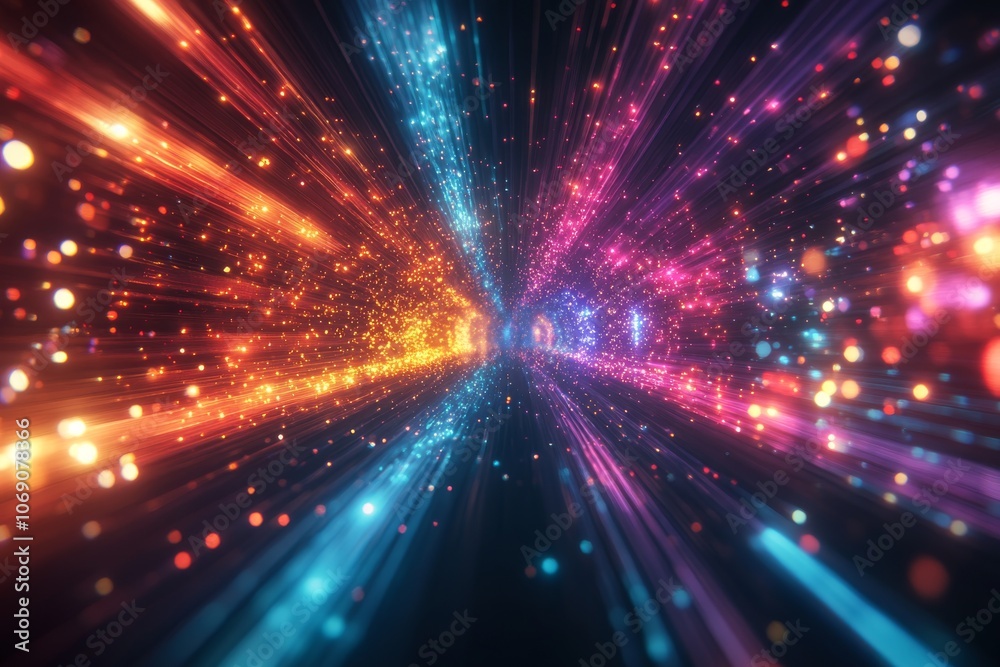 Fototapeta premium Abstract Neon Lights Background with Bokeh