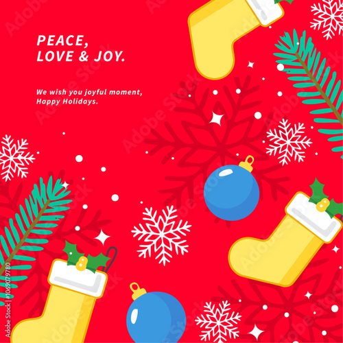 Joyful Celebration Graphic With Colorful Chrismast Element. Ideal for festive and celebratory themes, conveying positivity and happiness