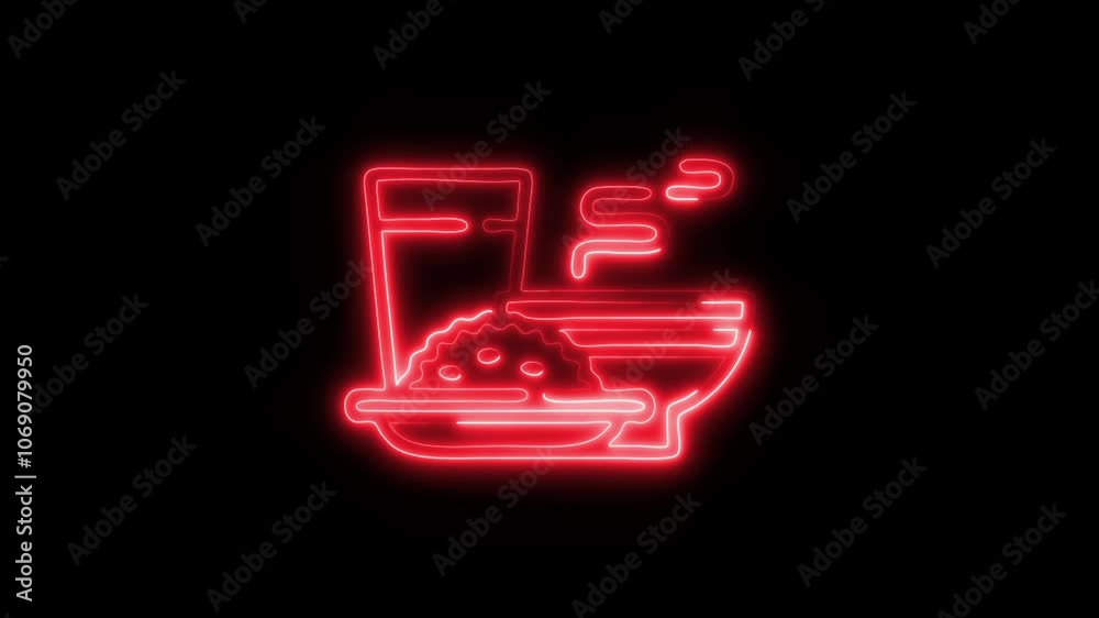 Glowing Iftar Icon and Symbol in HD Video Neon Animation on Black Background Glowing Iftar Icon and Symbol in HD Video Neon Animation on Black Background