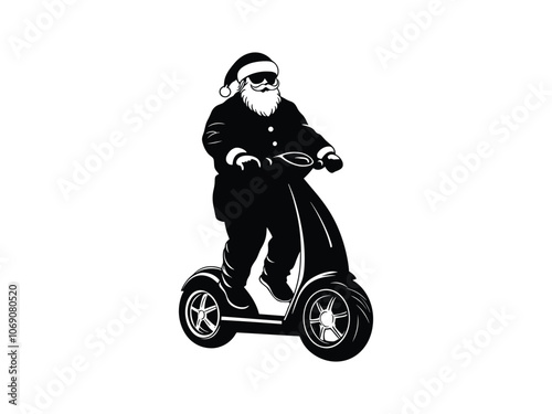 Santa Claus Segway Silhouette - Fun Christmas Holiday Design