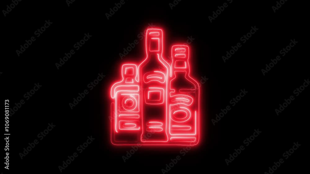 Glowing Liquor Icon and Symbol in HD Video Neon Animation on Black Background Glowing Liquor Icon and Symbol in HD Video Neon Animation on Black Background