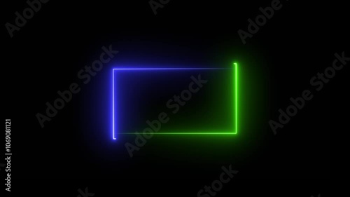 Wallpaper Mural  Neon lights horizontal sign Neon rectangle colored frame Vector illustration black background rectangular frame line moving neon light overlay, seamless concert. Torontodigital.ca