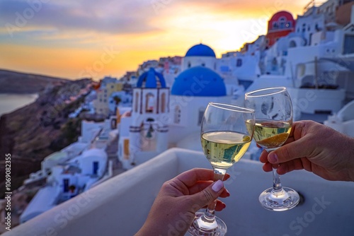 Фототапет sunset cheers over oia